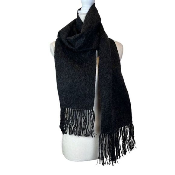 Alpaca Diana Scarf with fringe Charcoal 8.5" x 75" Made in Peru - Picture 1 of 5